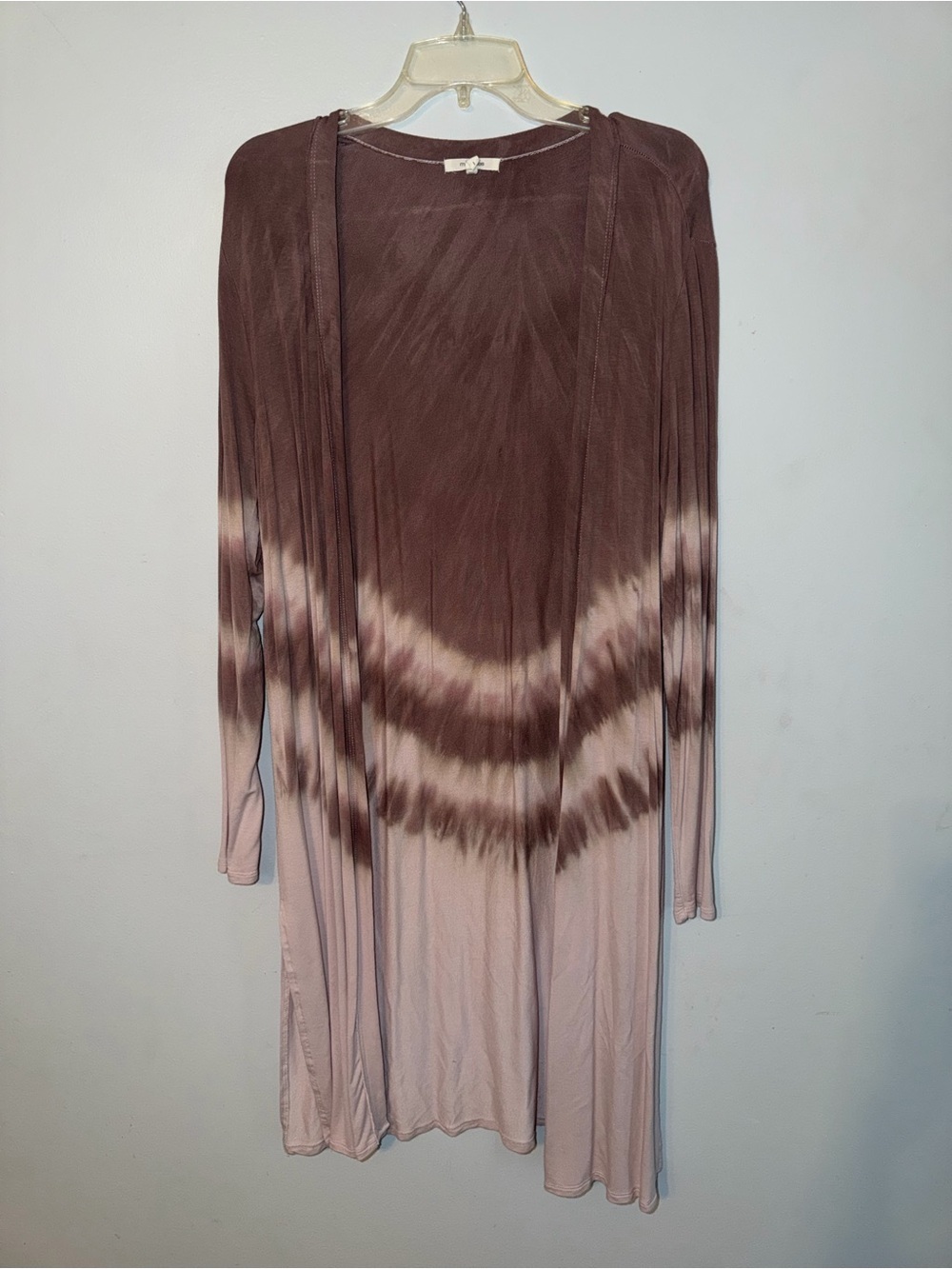 Maurices Plum and Light Pink Tie-Dye Long Cardigan
